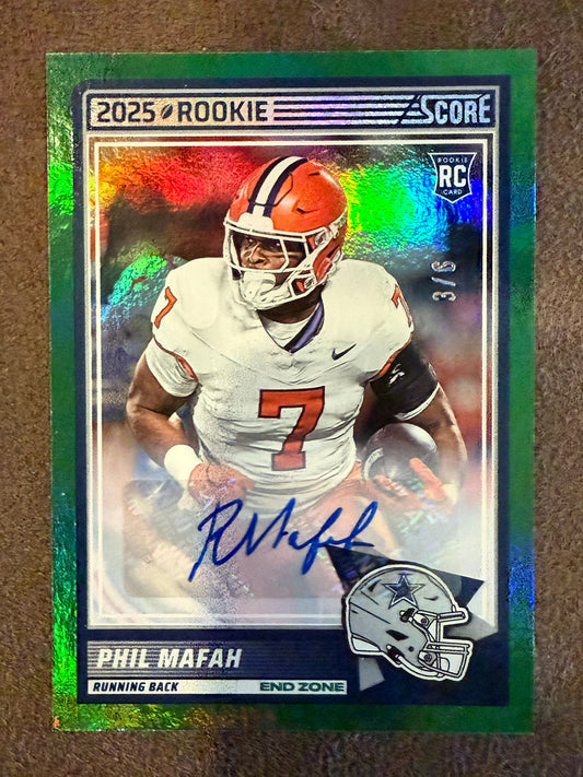 Phil Mafah - 2025 Score - Green AUTO /6 - Cowboys
