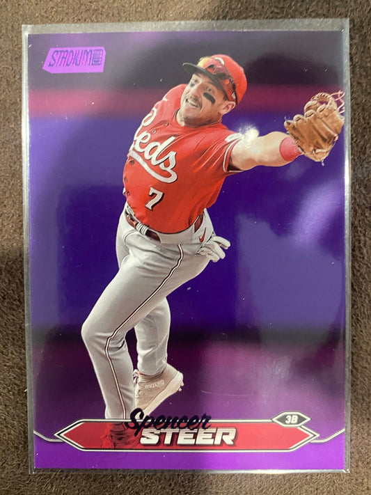 Spencer Steer - 2024 Topps Stadium Club - Purple Foil /75 - Reds