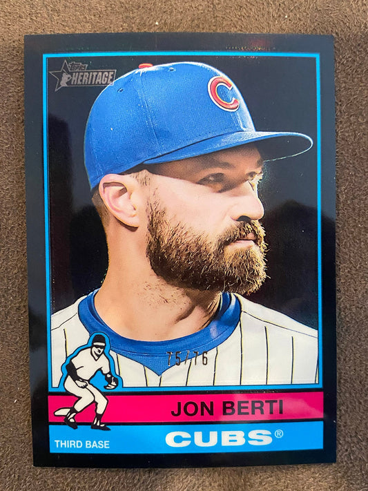 Jon Berti - 2025 Topps Heritage High Number - Black Refractor /76 - Cubs