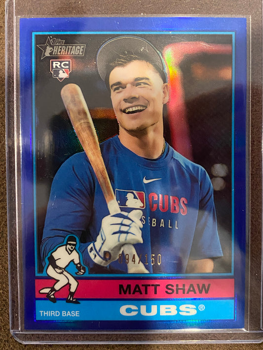 Matt Shaw - 2025 Topps Heritage High Number - Blue Refractor /150 - Cubs
