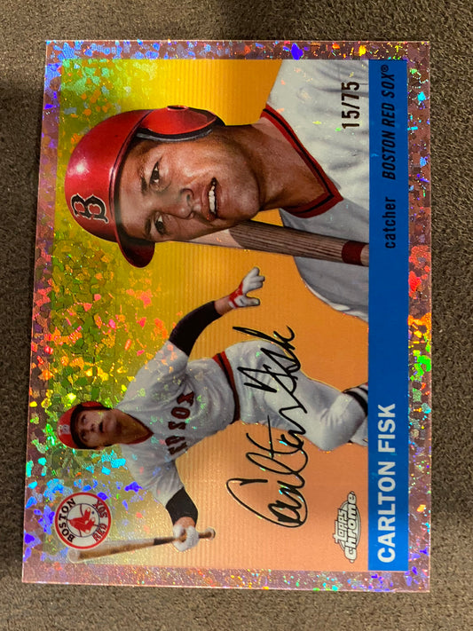 Carlton Fisk - 2025 Topps Chrome Platinum - Rose Gold Mini Diamond /75 - White Sox