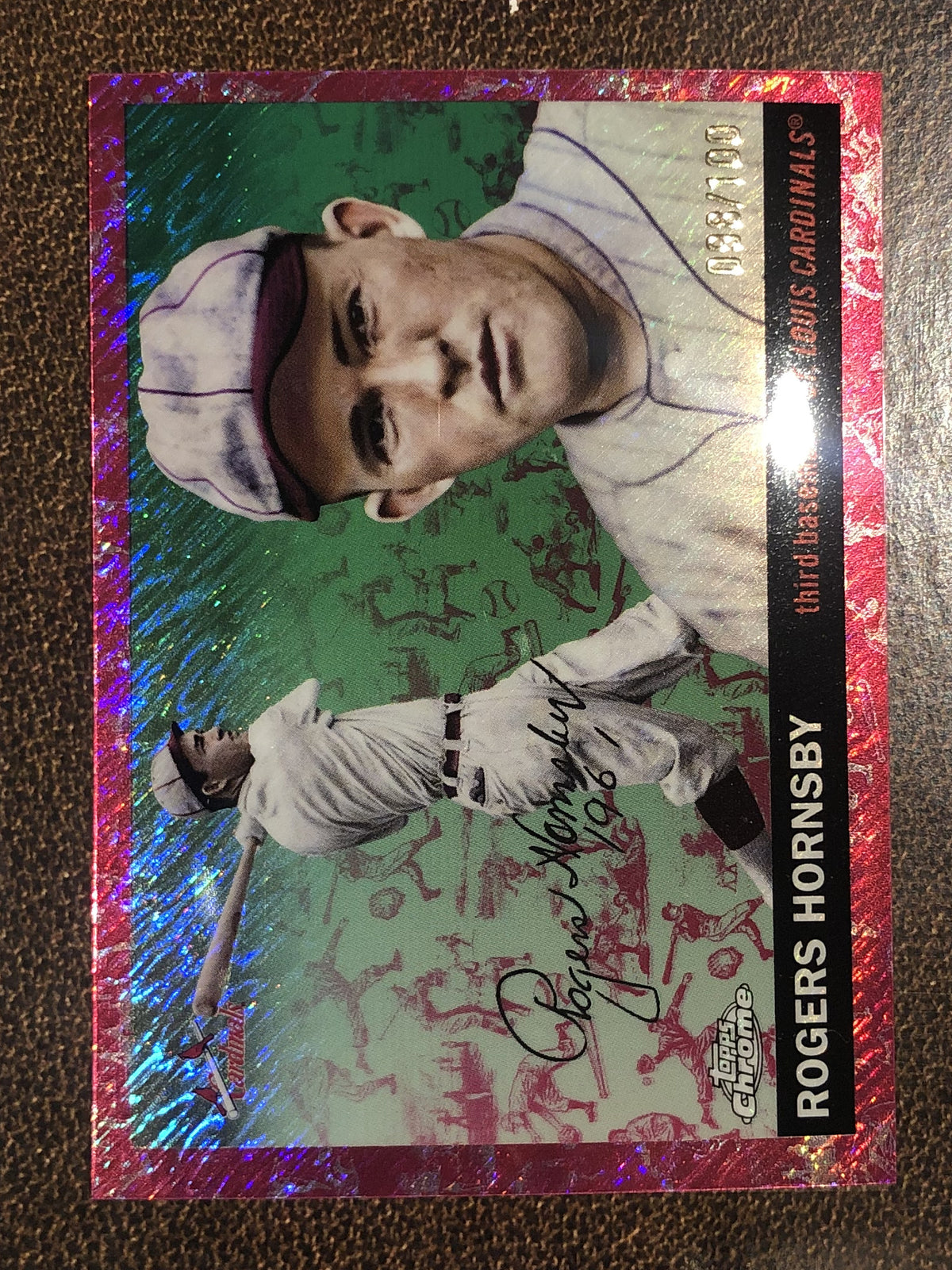 Rogers Hornsby - 2025 Topps Chrome Platinum - PINK Shimmer /100 - Cardinals