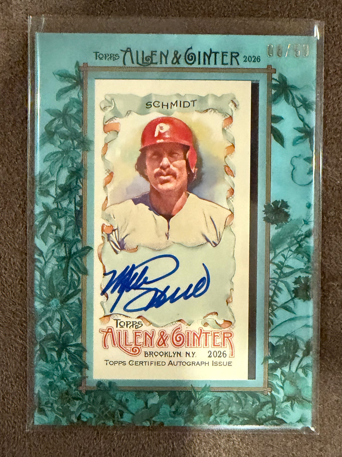 Mike Schmidt - 2026 Allen & Ginter - BLUE Framed Mini AUTO /50 - Phillies