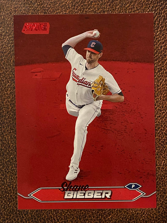 Shane Bieber - 2024 Topps Stadium Club - Red Foil - Guardians