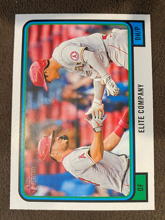 Shohei Ohtanti / Mike Trout - 2022 Topps Heritage High Number - Elite Company - Angels