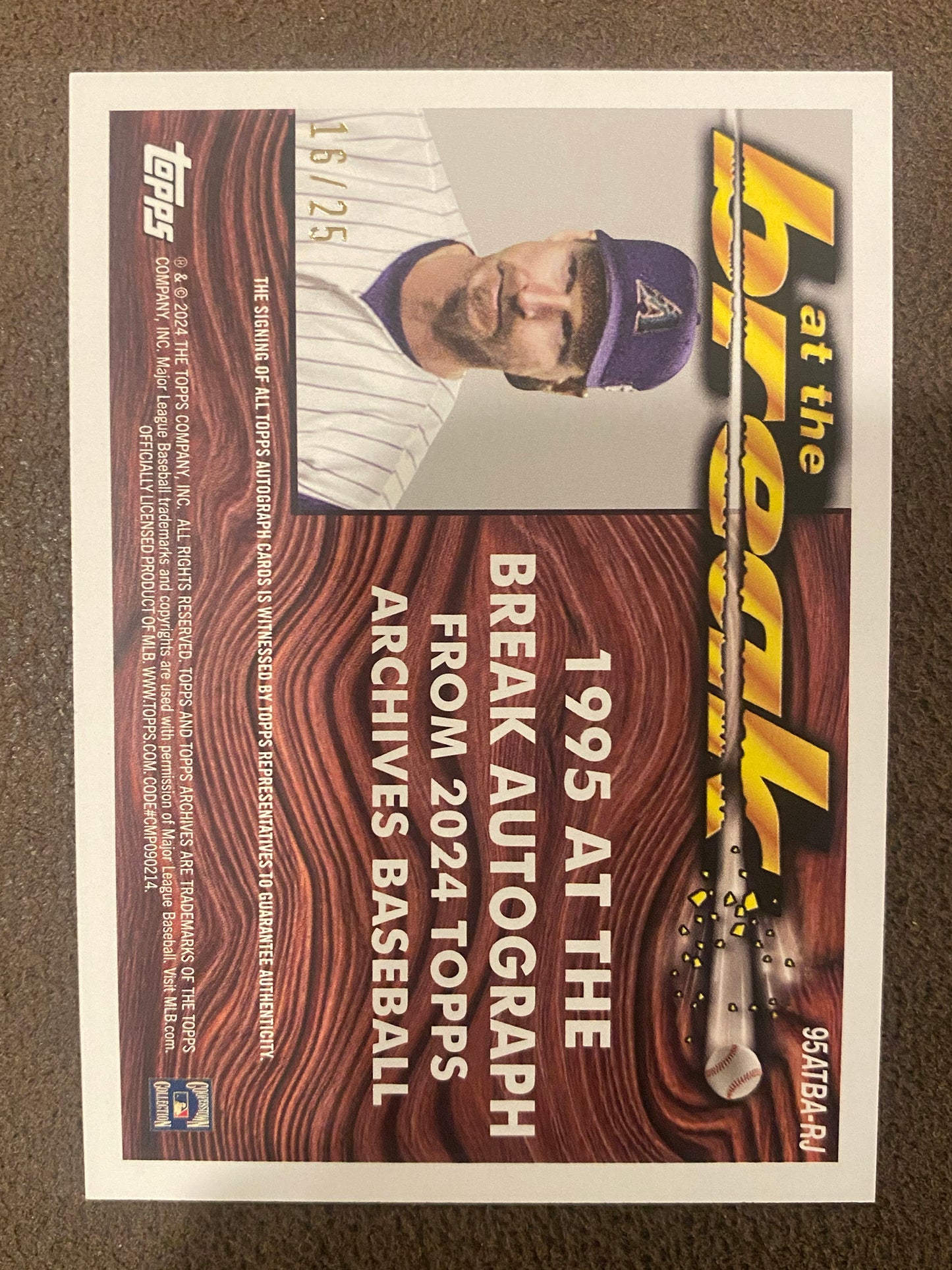 Randy Johnson - 2024 Topps Archives - At the Break Blue Foilboard AUTO 16/25 - Diamondbacks