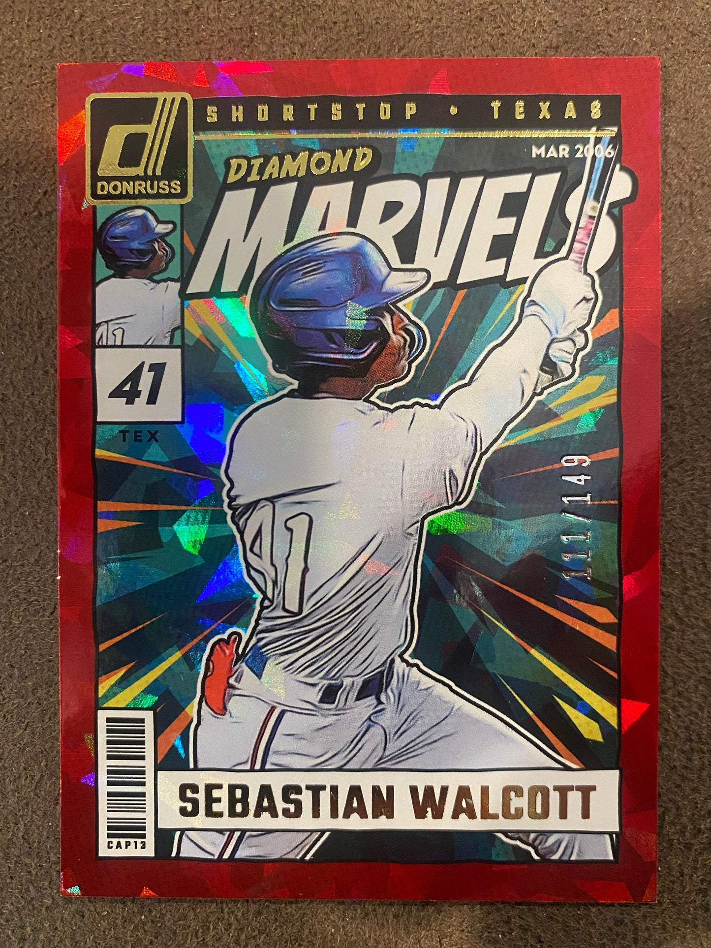 Sebastian Walcott - 2024 Panini Donruss - Diamond Marvels Red Ice /149 - Rangers