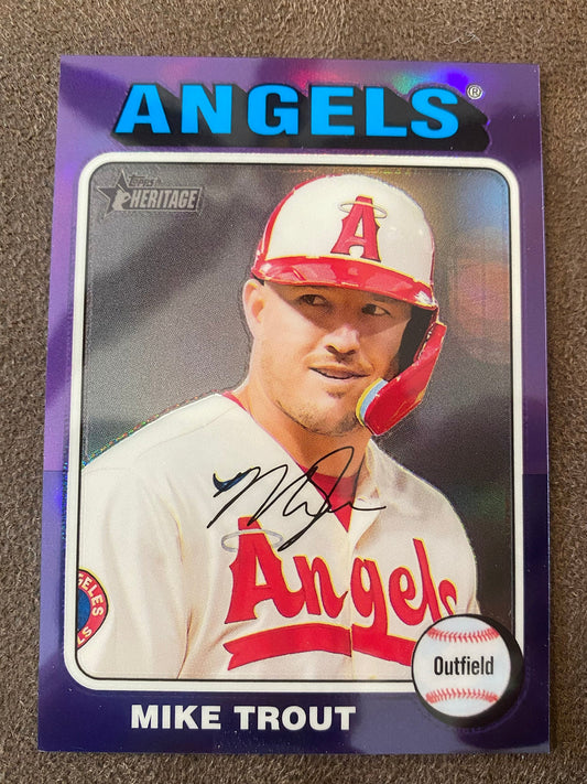 Mike Trout - 2024 Topps Heritage High Number - Purple Refractor (*Corner Ding*) - Angels