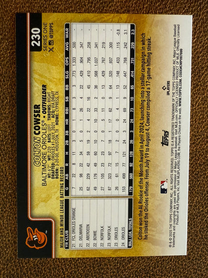 Colton Cowser - 2025 Topps Series 1 - Golden Mirror SSP - Orioles