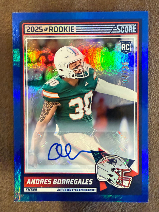 Andrea Borregales - 2025 Score - Artist Proof BLUE /35 AUTO - Patriots