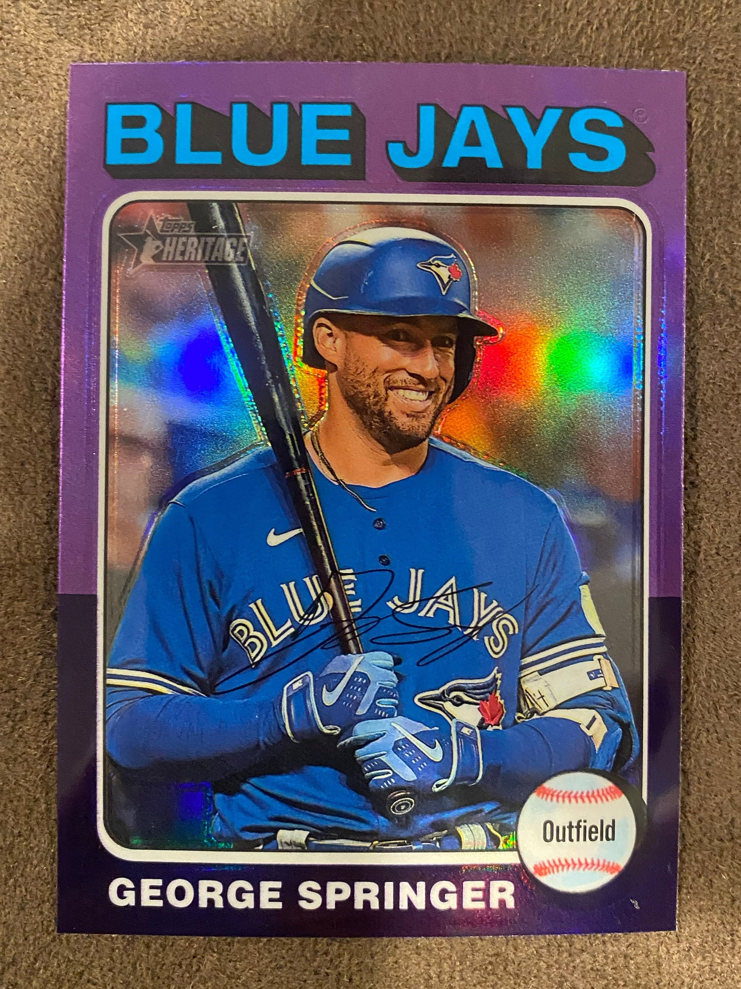 George Springer - 2024 Topps Hertiage High Number - Purple Hot Box Refractor - Blue Jays