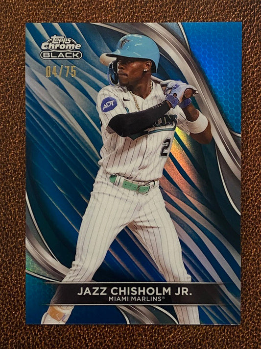 Jazz Chisholm Jr - 2024 Topps Black - Blue Refractor /75 - Marlins