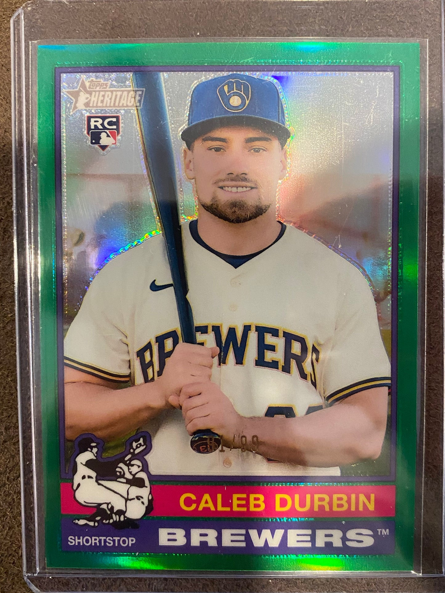 Caleb Durbin - 2025 Topps Heritage High Number - Green Refractor /99 - Brewers