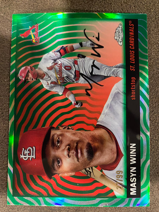 Masyn Winn - 2025 Topps Chrome Platinum - GREEN Vibrations /99 - Cardinals