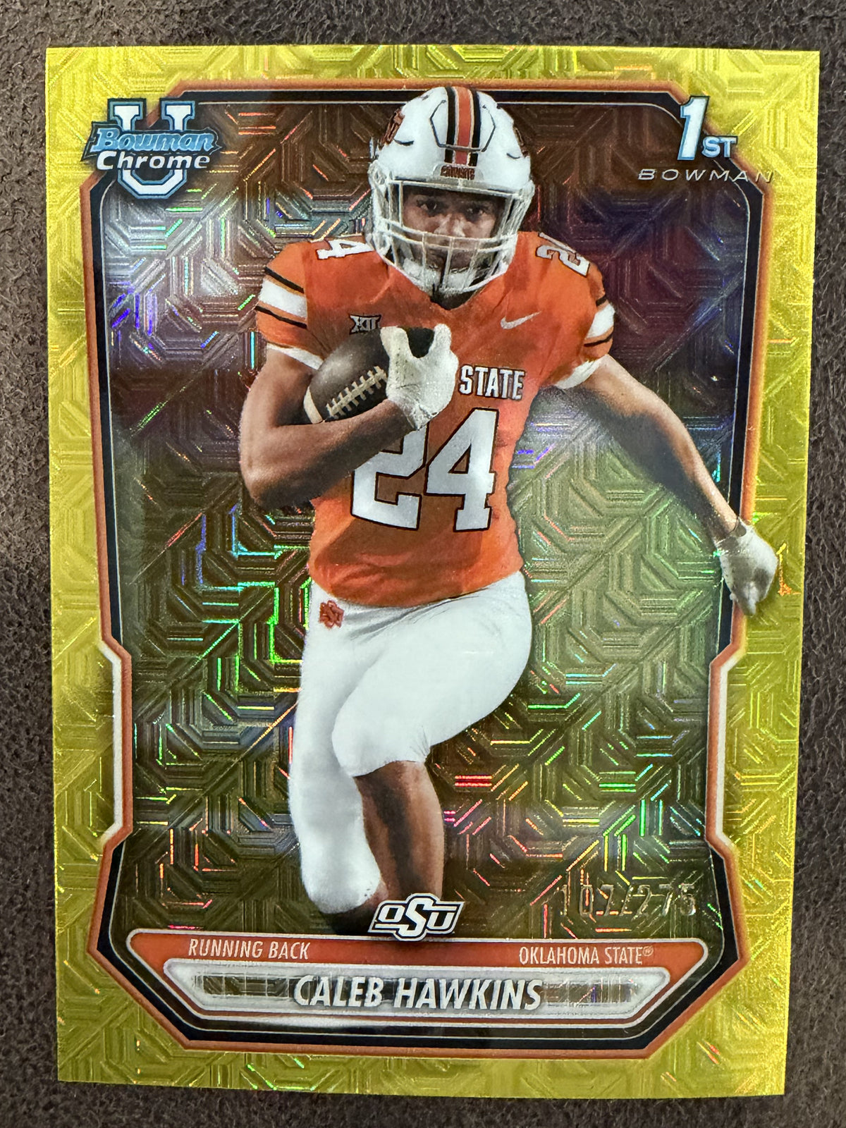 Caleb Hawkins - 2026 Bowman Chrome - YELLOW 1st MOJO /275 - Oklahoma State