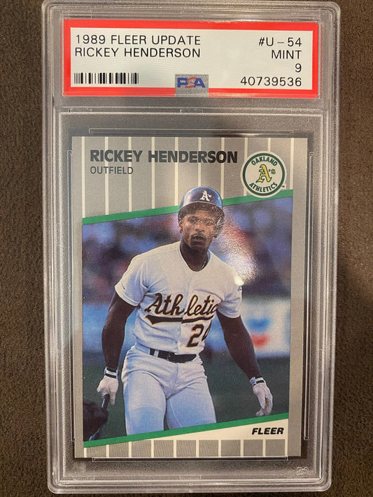 Rickey Henderson - 1989 Fleer Update - PSA 9 - Athletics
