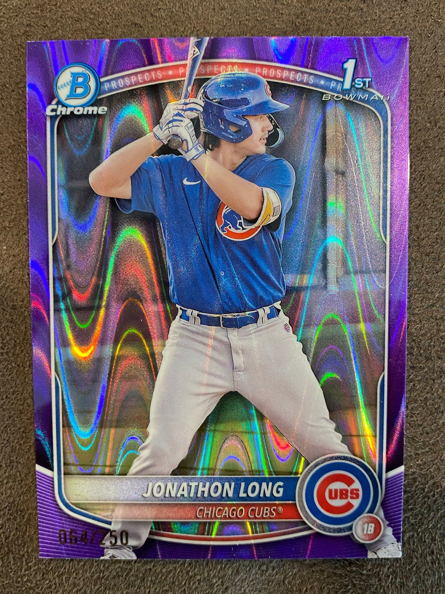 Jonathon Long - 2025 Bowman - Purple Raywave 1st Bowman /250 - Cubs