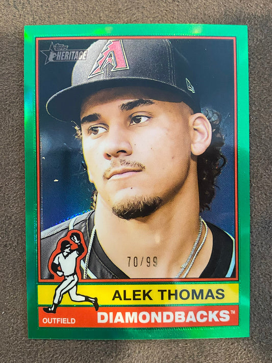 Alek Thomas - 2025 Topps Heritage High Number - Green Refractor /99 - Diamondbacks