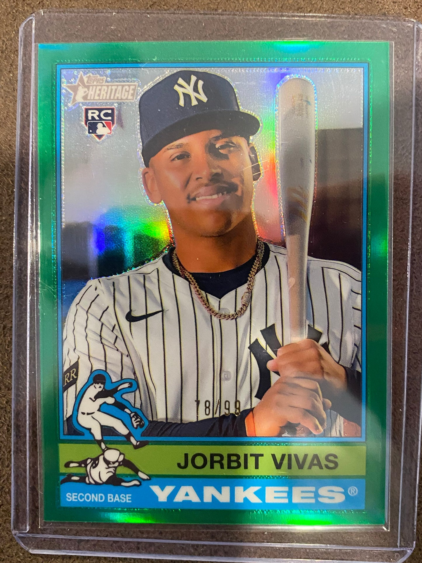 Jorbit Vivas - 2025 Topps Heritage High Number - Green Refractor /99 - Yankees