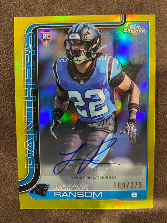 Lathan Ransom - 2025 Topps Chrome - YELLOW AUTO /275 - Panthers
