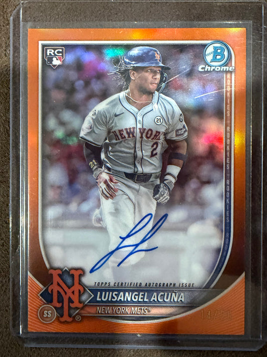 Luisangel Acuna - 2025 Bowman Chrome - ORANGE AUTO /25 - Mets