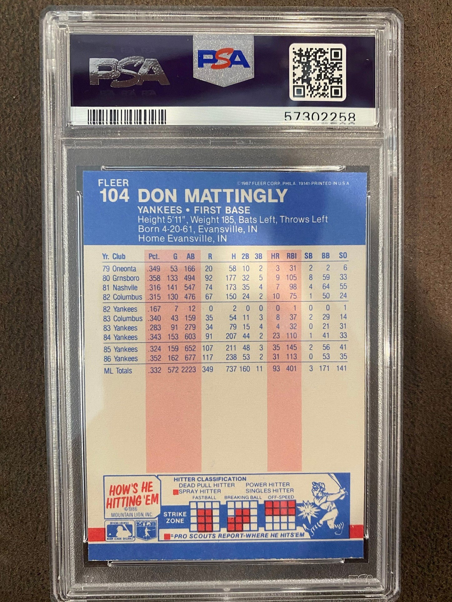 Don Matttingly - 1987 Fleer - PSA 8 - Yankees