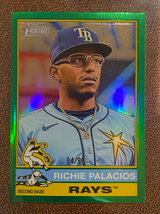 Richie Palacios - 2025 Topps Heritage - GREEN Chrome Refractors /99 - Rays