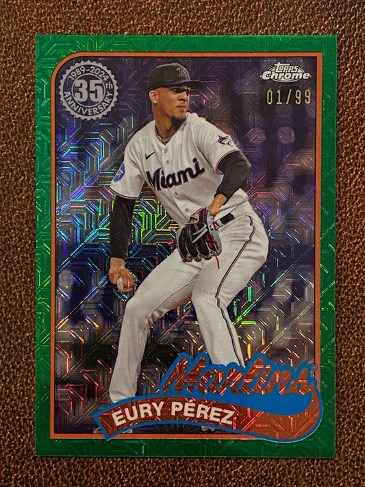 Eury Perez - 2024 Topps Series 2 - Silver Pack Mojo Green /99 - Marlins