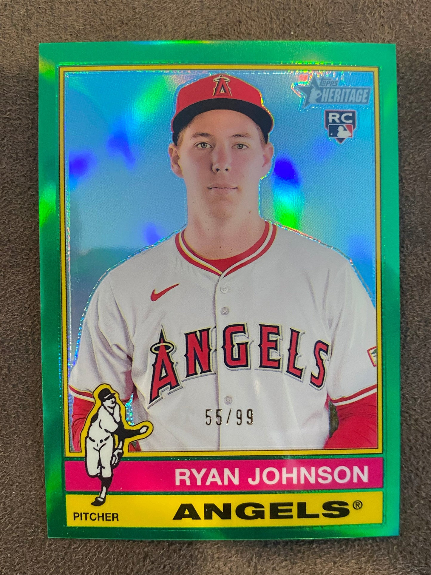 Ryan Johnson - 2025 Topps Heritage High Number - Green Refractor /99 - Angels