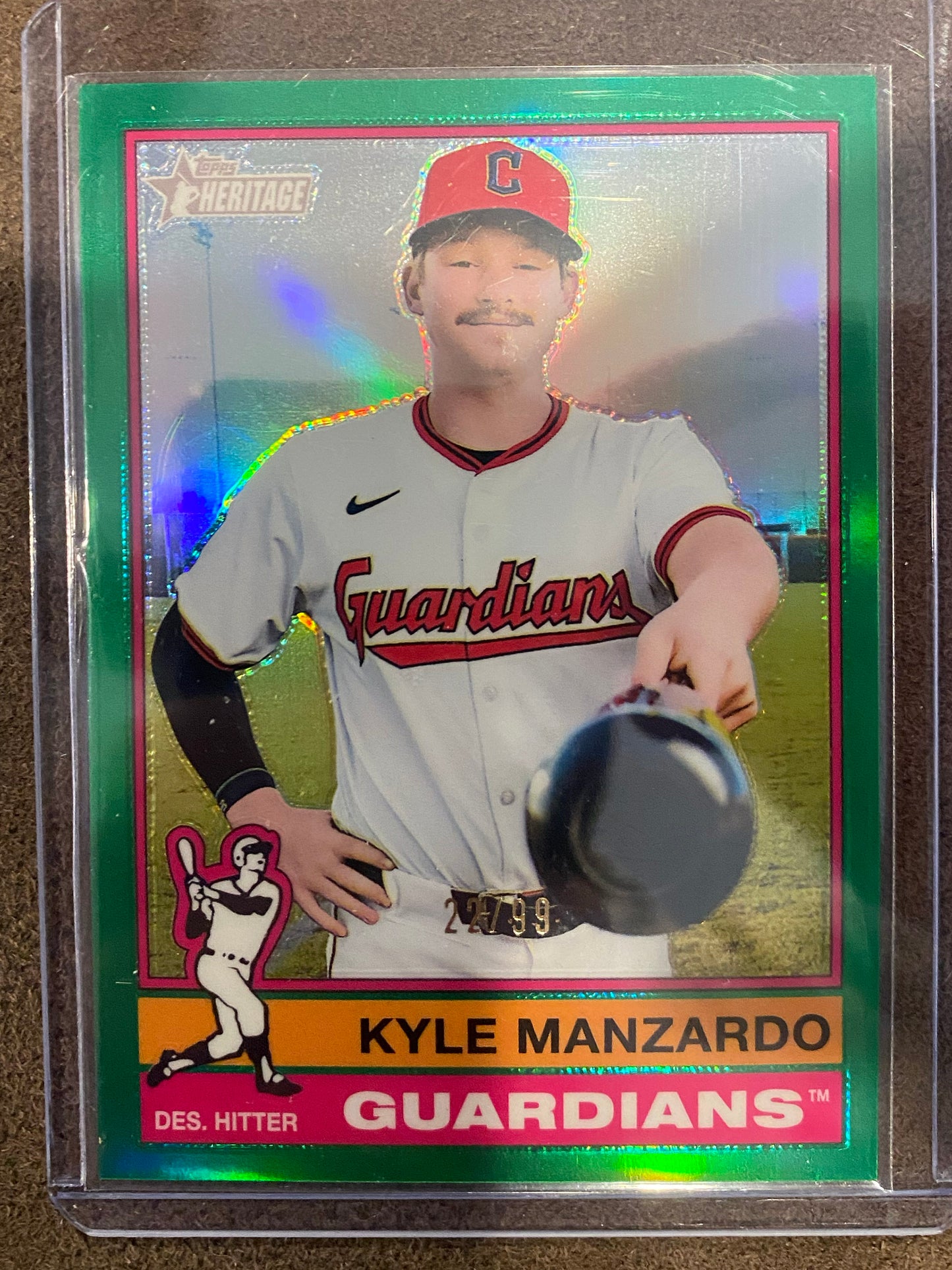 Kyle Manzardo - 2025 Topps Heritage High Number - Green Refractor /99 - Guardians