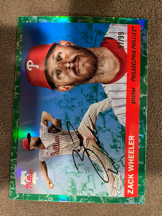 Zack Wheeler - 2025 Topps Chrome Platinum - GREEN Toile /99 - Phillies