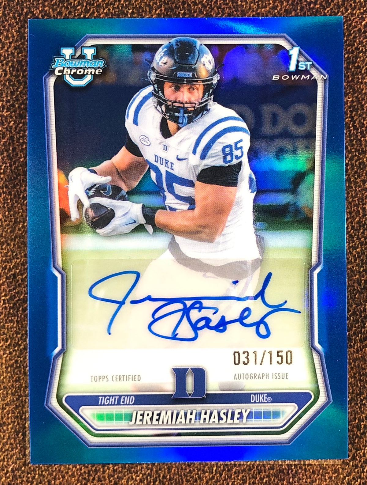 Jeremiah Hasley - 2026 Bowman - BLUE Refractor AUTO /150 - Duke