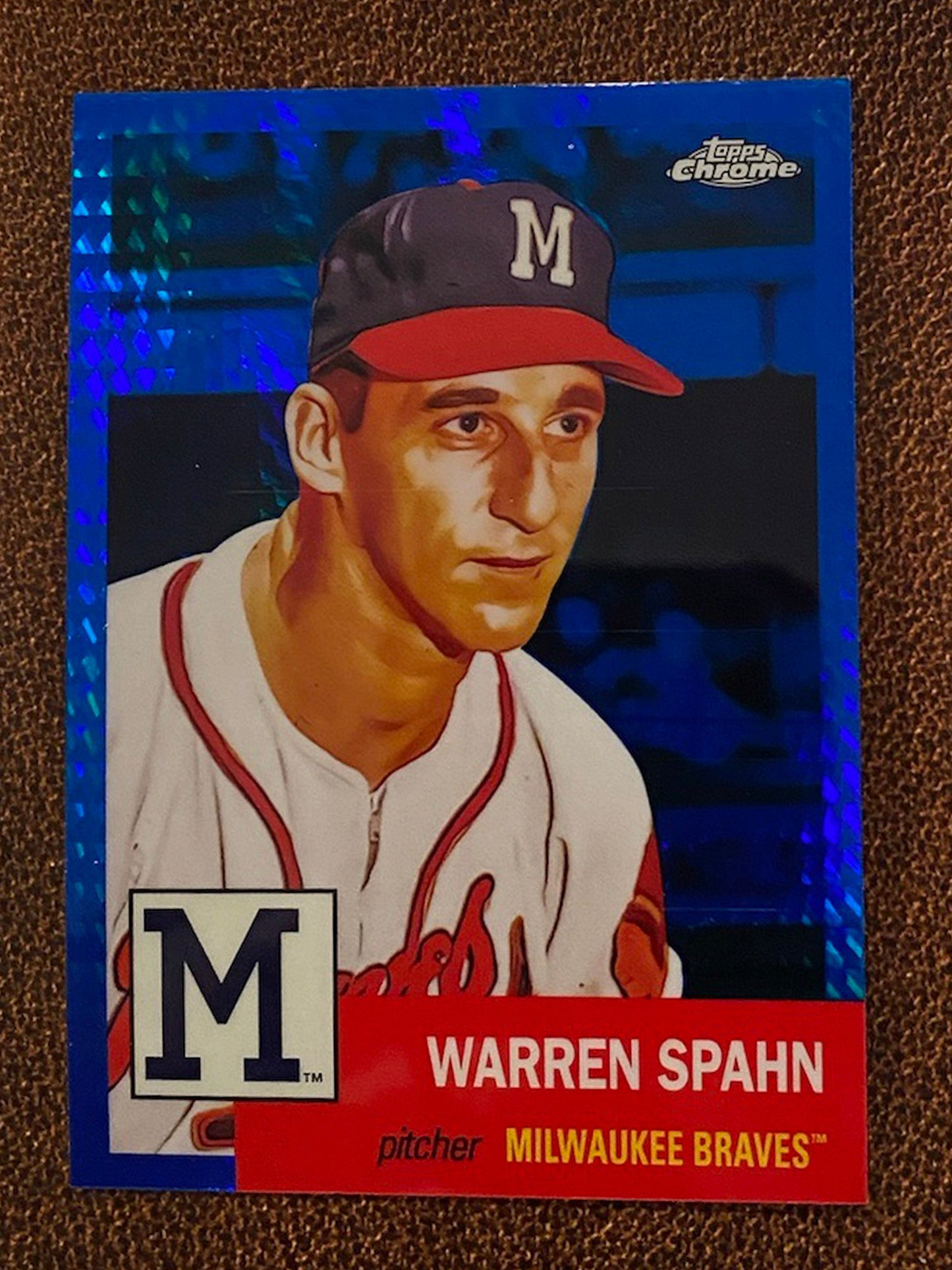 Warren Spahn - 2022 Topps Chrome Platinum Anniversary - Blue Prism - Braves