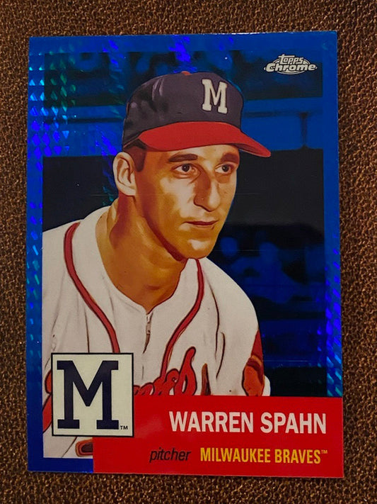 Warren Spahn - 2022 Topps Chrome Platinum Anniversary - Blue Prism - Braves