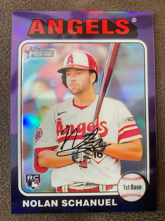Nolan Schanuel - 2024 Topps Heritage High Number - Purple Refractor - Angels