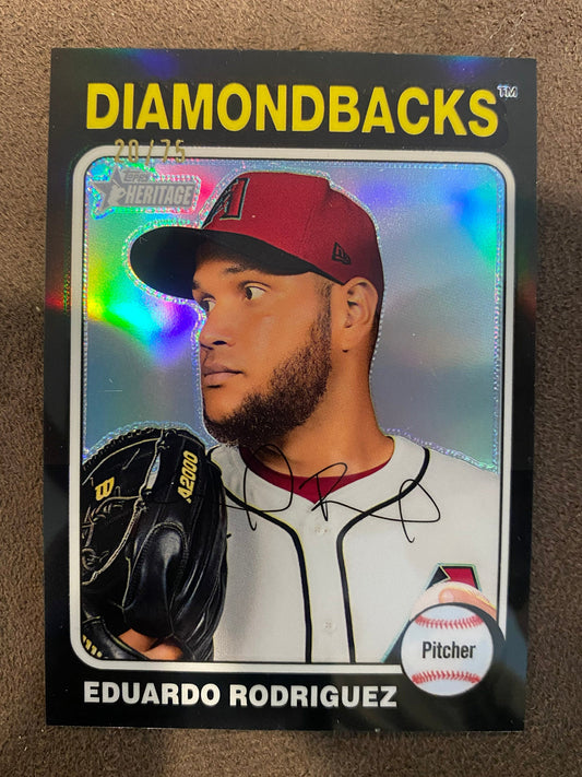 Eduardo Rodriguez - 2024 Topps Heritage High Number - BLACK Chrome /75 - Diamondbacks