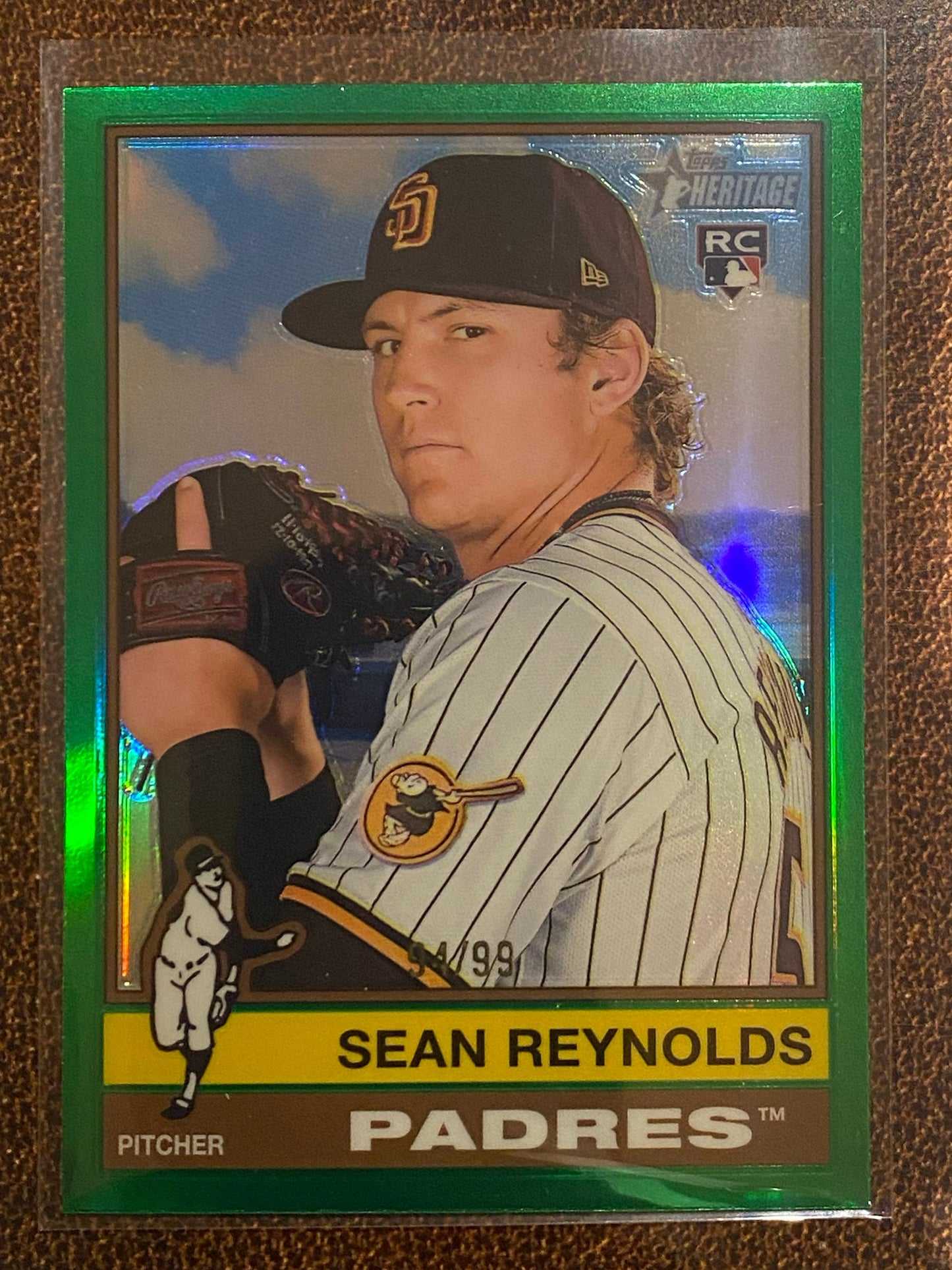 Sean Reynolds - 2025 Topps Heritage - GREEN Chrome Refractors /99 - Padres
