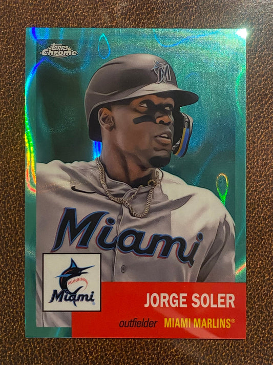 Jorge Soler - 2022 Topps Chrome Platinum Anniversary - Aqua Raywave /299 - Marlins