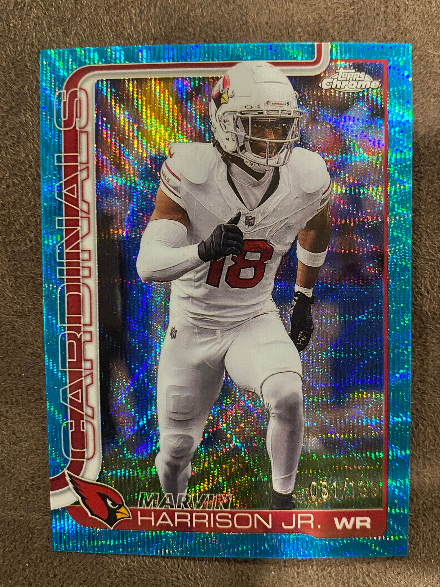 Marvin Harrison Jr. - 2025 Topps Chrome - AQUA Wave /199 - Cardinals