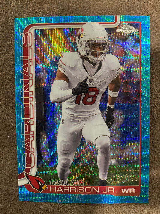 Marvin Harrison Jr. - 2025 Topps Chrome - AQUA Wave /199 - Cardinals