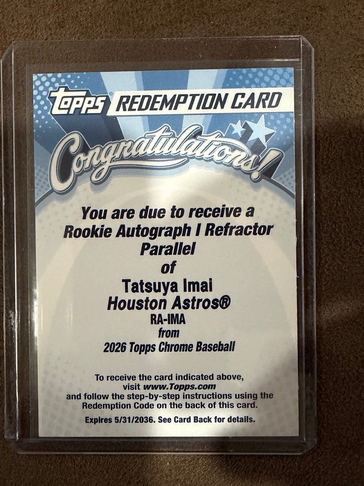 Tatsuya Imai - 2026 Topps Chrome - Rookie Refractor AUTO /499 (Redemption) - Astros