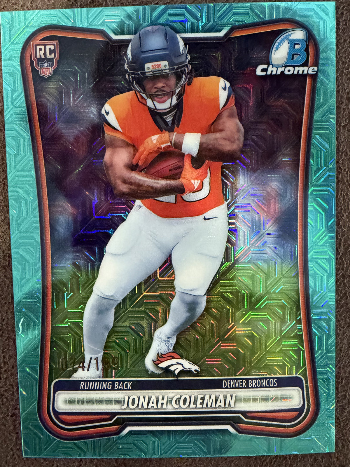 Jonah Coleman - 2026 Bowman Chrome - AQUA MOJO /199 - Broncos