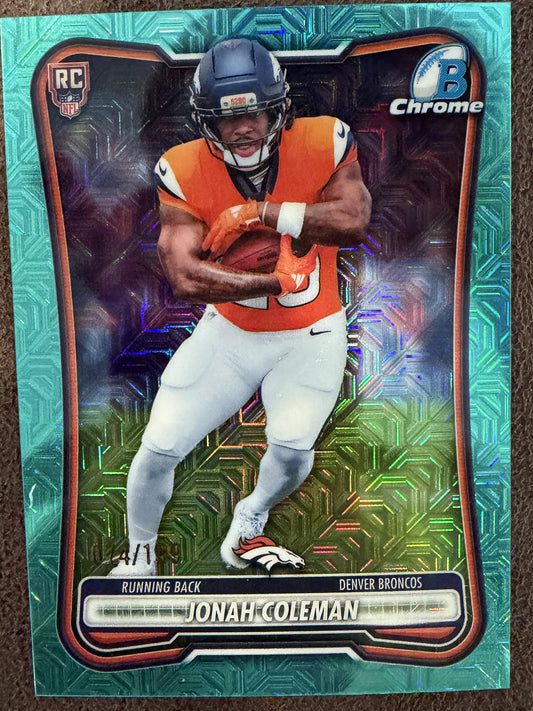 Jonah Coleman - 2026 Bowman Chrome - AQUA MOJO /199 - Broncos