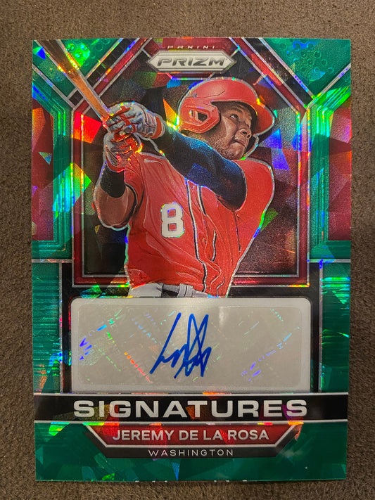 Jeremy De La Rosa - 2023 Panini Prizm - Green Cracked Ice Signatures AUTO - Nationals