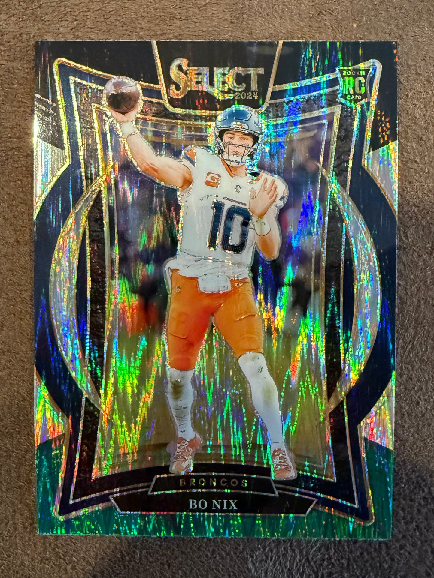 Bo Nix - 2024 Select - Premier Level Green & Black Concourse Shock - Broncos