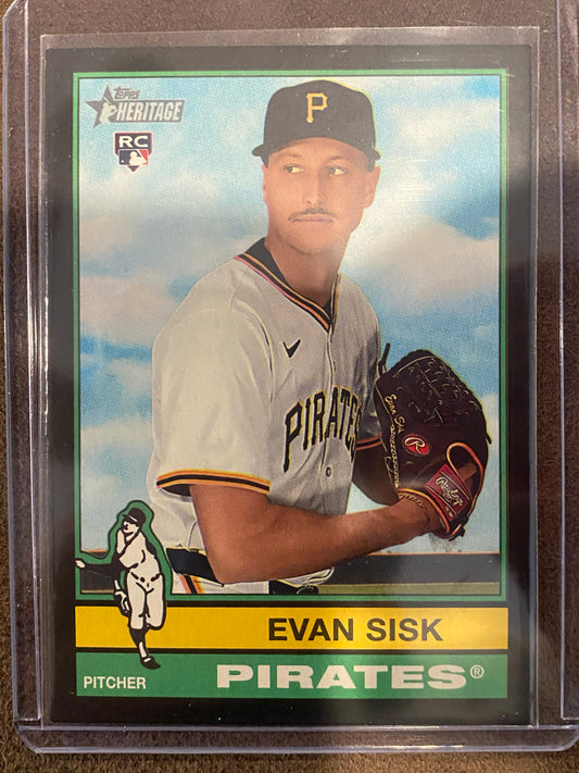 Evan Sisk - 2025 Topps Heritage High Number - Black Border SSP (PR: 50) - Pirates