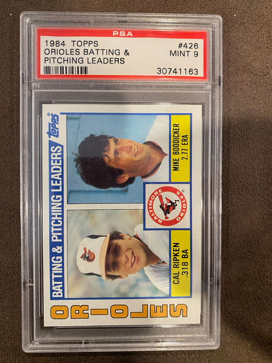 Cal Ripken/Mike Boddicker - 1984 Topps - Battings & Pitching Leaders (PSA 9) - Orioles