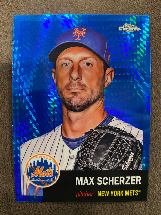 Max Scherzer - 2022 Topps Chrome Platinum Anniversary - Blue Prism - Mets
