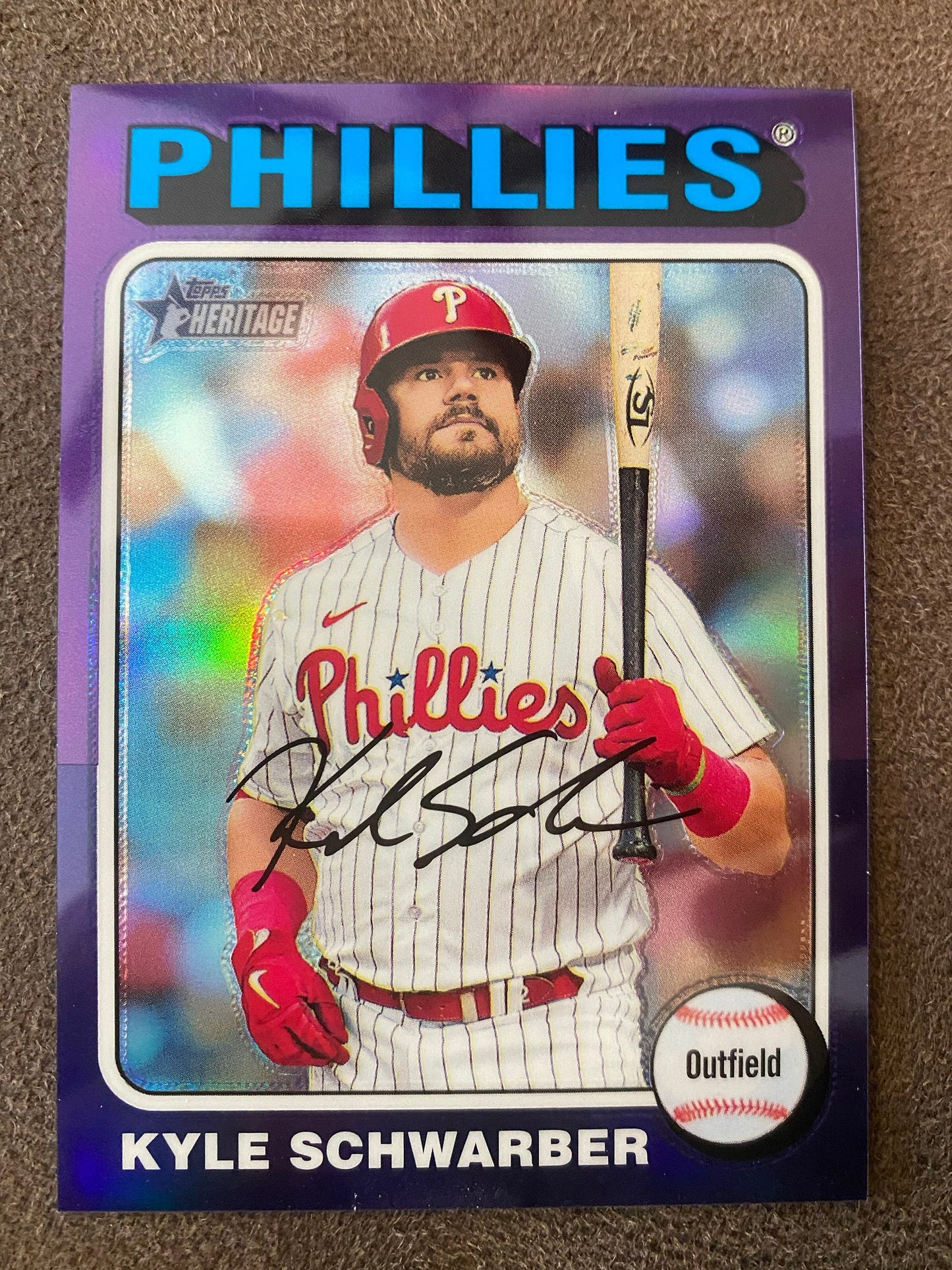 Kyle Schwarber - 2024 Topps Heritage High Number - Purple Refractor - Phillies