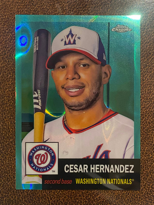 Cesar Hernandez - 2022 Topps Chrome Platinum Anniversary - Aqua Raywave /299 - Nationals